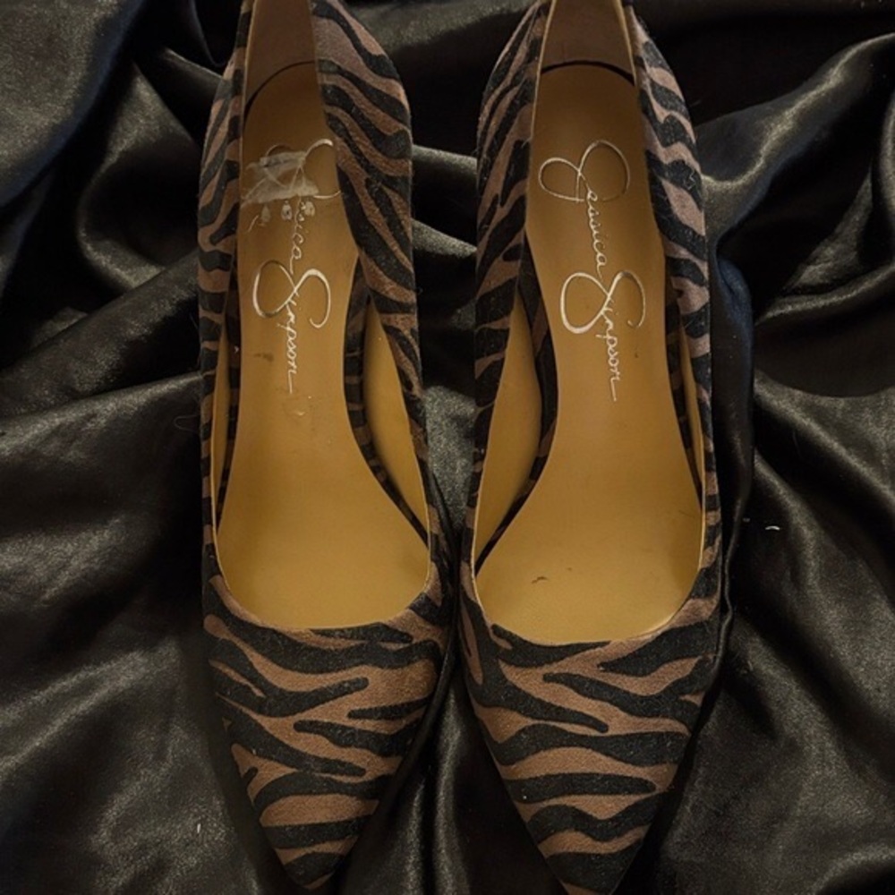 Jessica Simpson Zebra Print Heels - Black and Brown